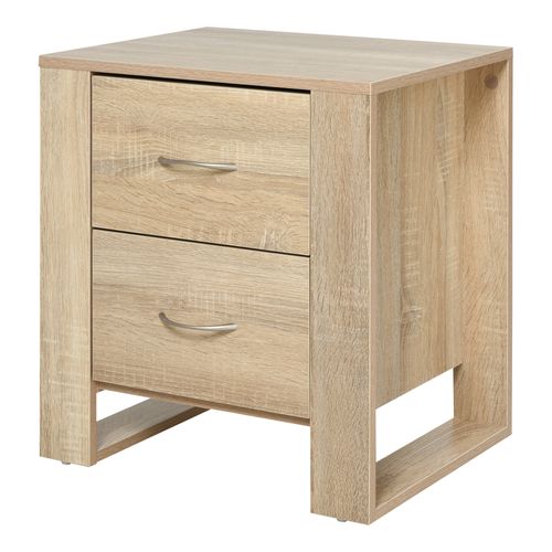 Natural Wood-Effect 2-Drawer Bedside Table