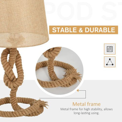 Rustic Glow Hemp Rope Table Lamp