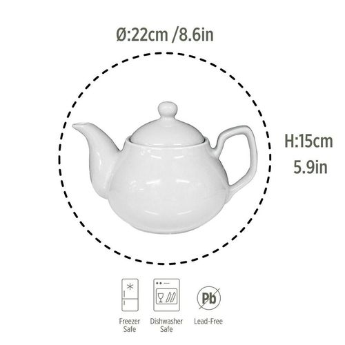 Classic White Porcelain Tea Pot - 15cm