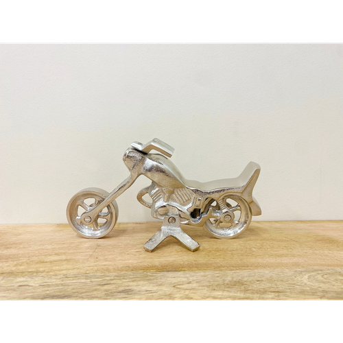 Silver Aluminum Motorcycle Sculpture