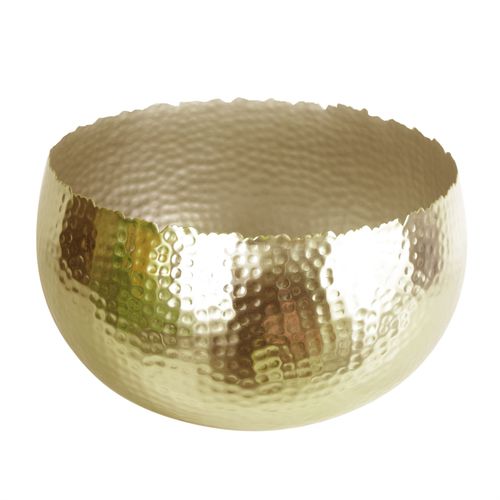 Elegant Hammered Gold Metal Planter Bowl