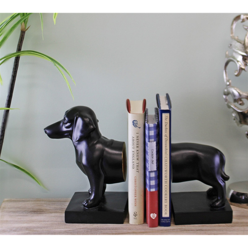 Sausage Dog Bookends, Black Finish