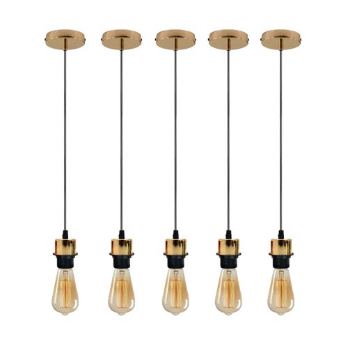 Industrial French Gold Pendant Light Set