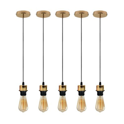 Industrial French Gold Pendant Light Set