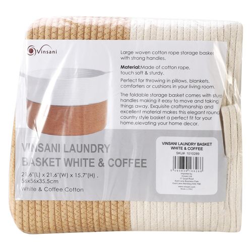 Vinsani White & Coffee Two-Tone Laundry Basket