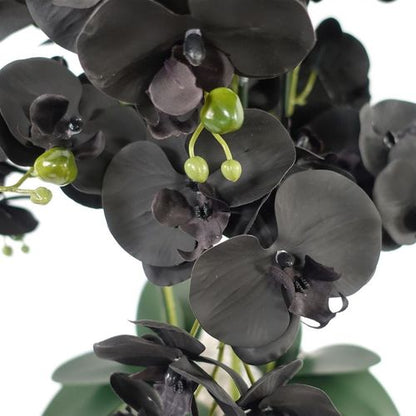 60cm Orchid Artificial Black - White Ceramic Planter