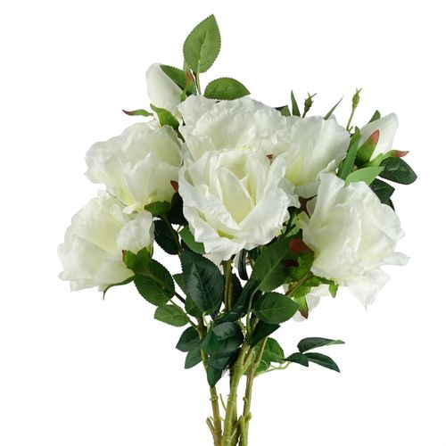 Set of 6 Elegant 80cm Artificial White Rose Stems – 18 Bloom Arrangement