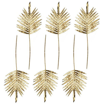 Set of 6 Gold Palm Leaf Stems