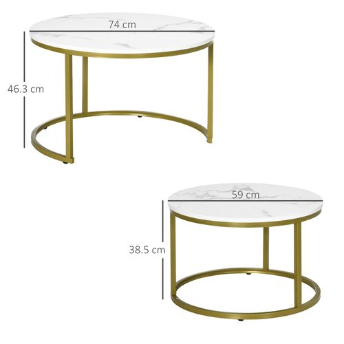 Marble Nesting Coffee Tables – Set of 2, Round Design