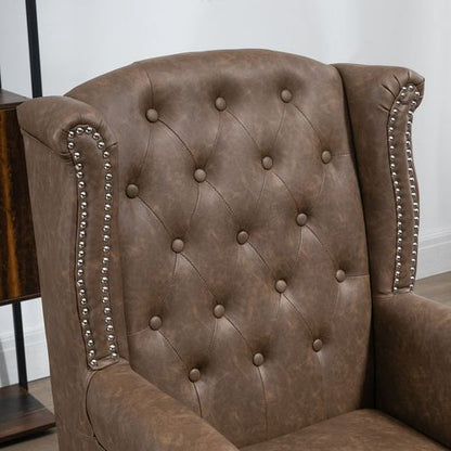 Classic Chesterfield Tufted Wingback Accent Chair - Brown