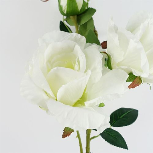 Set of 6 Elegant 80cm Artificial White Rose Stems – 18 Bloom Arrangement