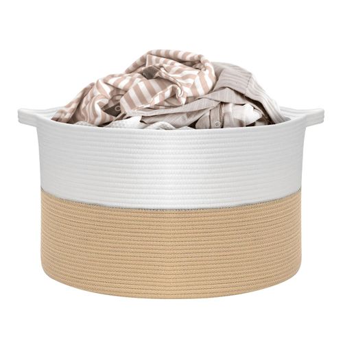 Vinsani White & Coffee Two-Tone Laundry Basket