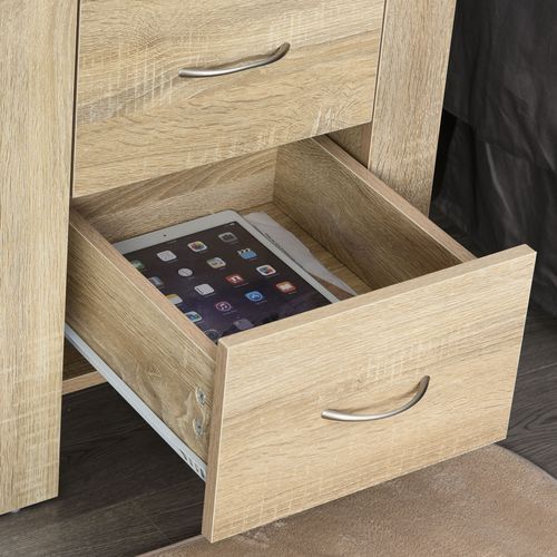 Natural Wood-Effect 2-Drawer Bedside Table