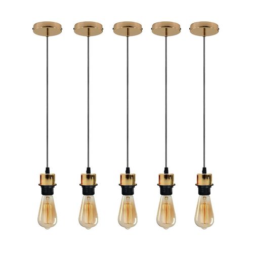 Industrial French Gold Pendant Light Set