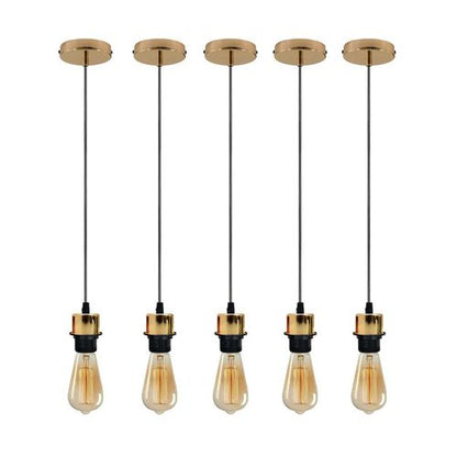 Industrial French Gold Pendant Light Set