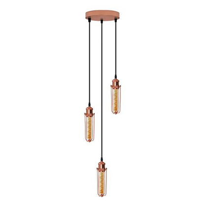 3 Head Round Base Rose Gold Ceiling E27 Pendant Light with Wire Cage