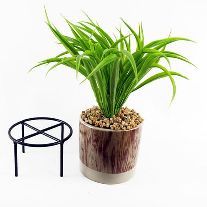 35cm Artificial Grass with Ceramic Planter & Metal Stand