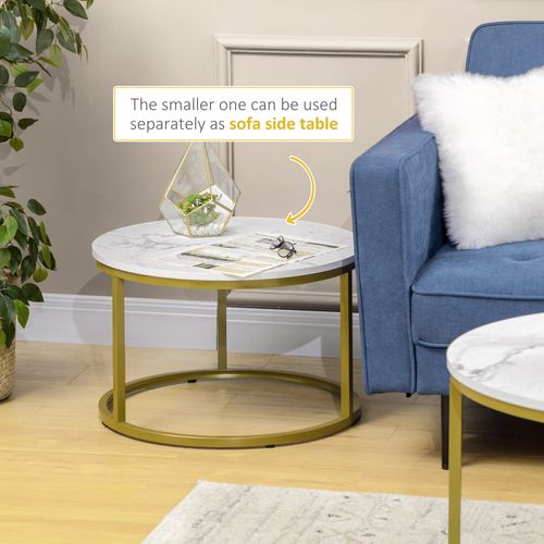 Marble Nesting Coffee Tables – Set of 2, Round Design