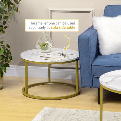 Marble Nesting Coffee Tables – Set of 2, Round Design