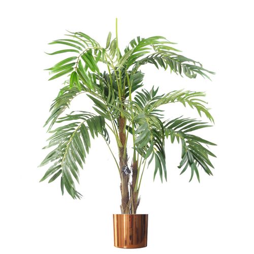 120cm Realistic Artificial Palm Tree in a Stylish Copper Metal Planter