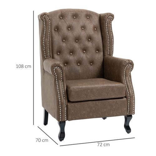 Classic Chesterfield Tufted Wingback Accent Chair - Brown