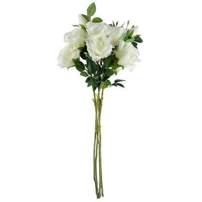 Set of 6 Elegant 80cm Artificial White Rose Stems – 18 Bloom Arrangement