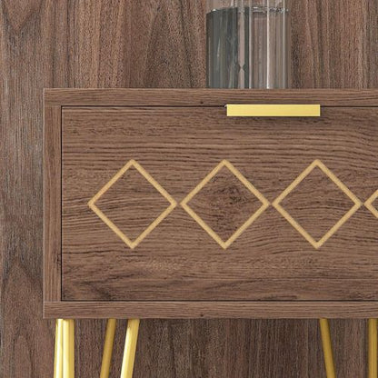 Elegant Gold Legged Bedside Table with Drawer